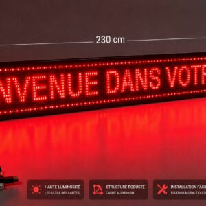 ENSEIGNE LUMINEUSE LED « JOURNAL LUMINEUX » ROUGE 230 × 19 CM AVEC CARTE DE CONTRÔLE