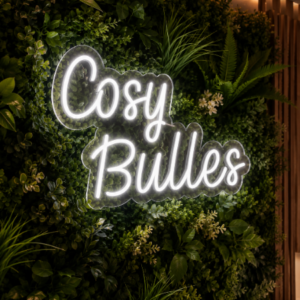 Enseigne lumineuse LED « NEON FLEX » personnalisée – Modèle Cosy Bulles – 100 × 60 cm